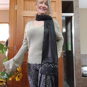 mark by Avon black boho scarf soft suede-like